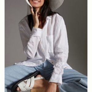 Maeve linen button down white shirt xxs